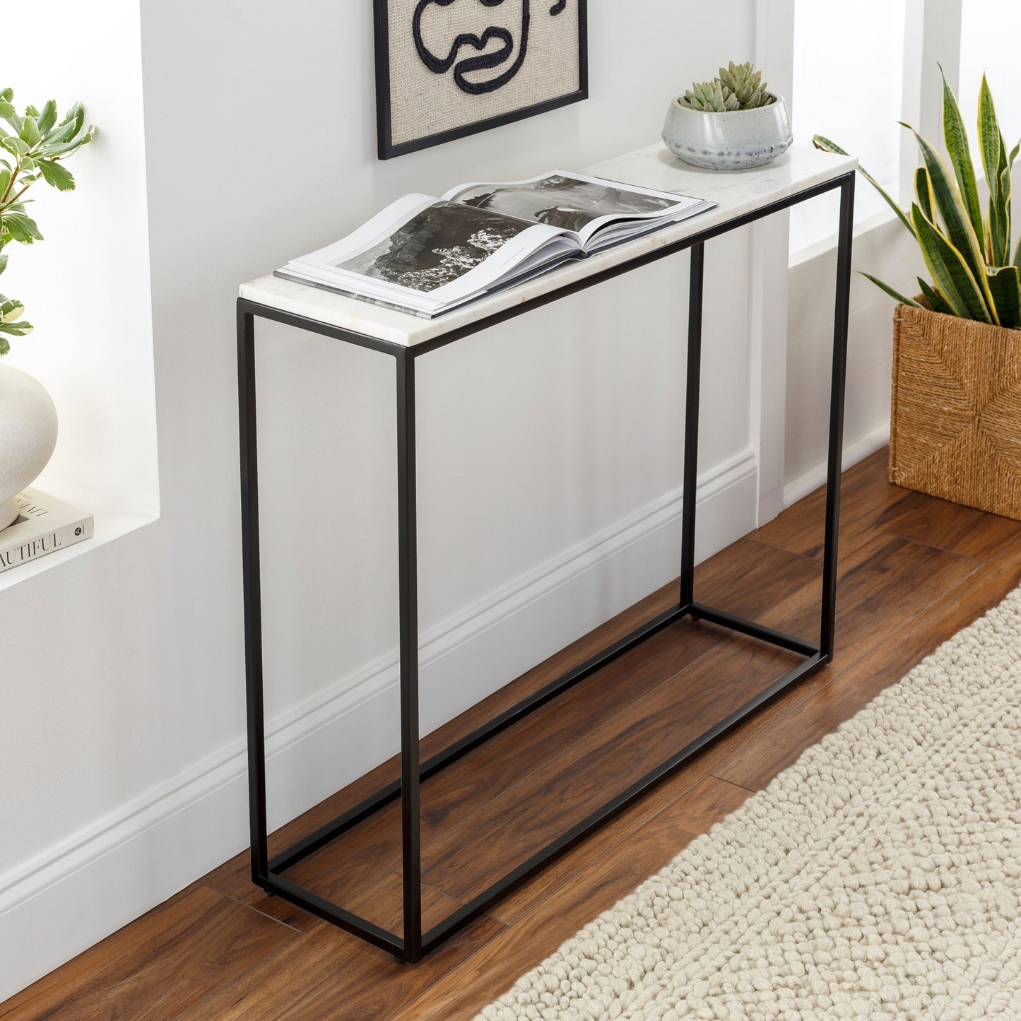 Miehikkala White Console Table